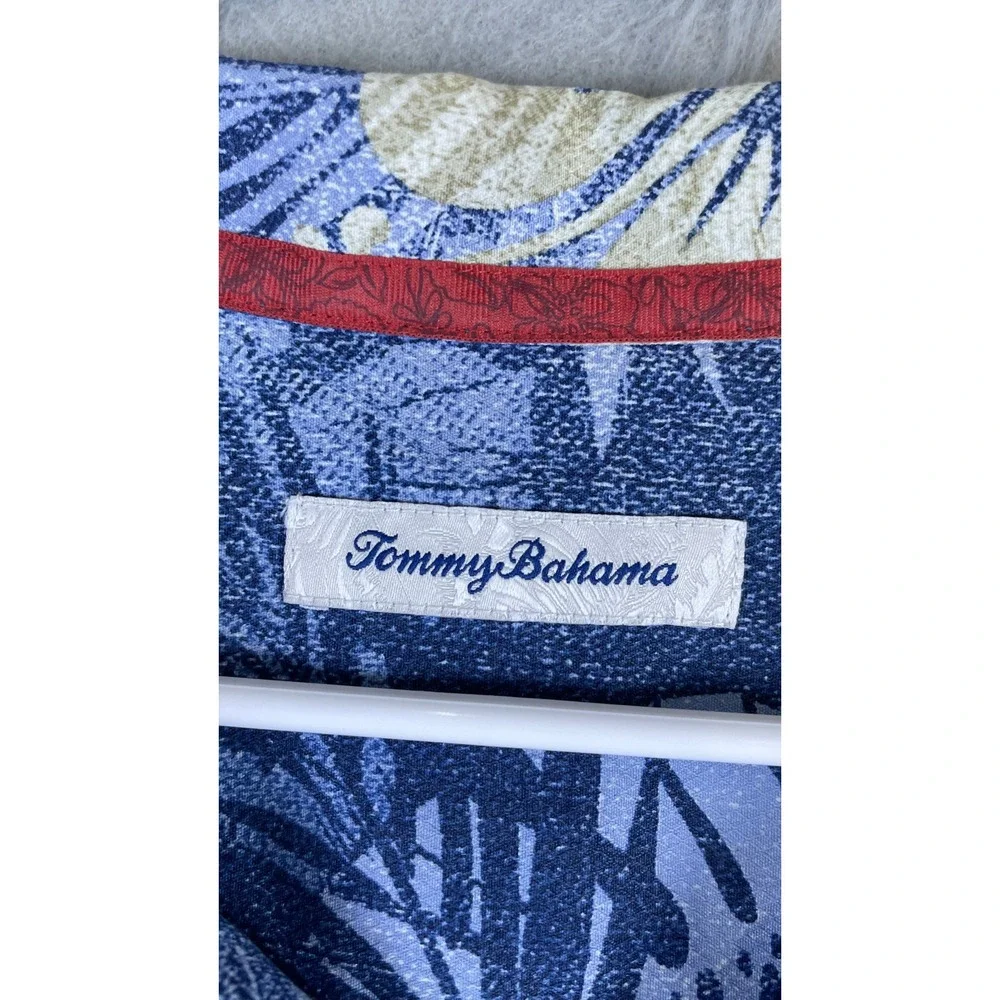 Tommy Bahama Button Down Shirt Mens 2XLT Blue Excellent Floral Hibiscus Tropical